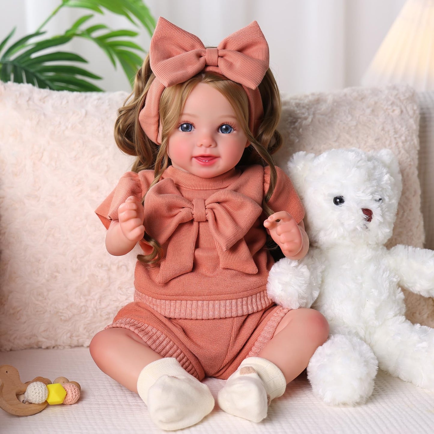 BABESIDE Reborn Baby Dolls, 20Inch Soft Cloth Body Realistic Baby Doll w/Rooted Hair and Open Eye Reborn Doll for Girls Real Life Baby Dolls Perfect for Kids Ages 3+, Playtime and Collection