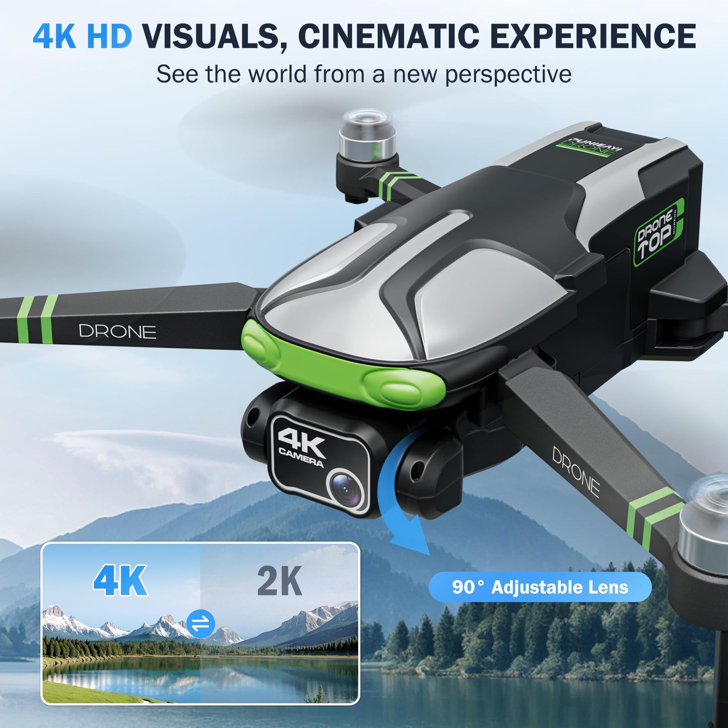 GPS Drones with Camera for Adults 4K, 100-Min Flight Time, 5.7" FPV Screen, Long Range Video Transmission, RC Quadcopter, GPS Follow, Auto Return, Beginner Mode, Foldable RC Drones with 2 Batteries