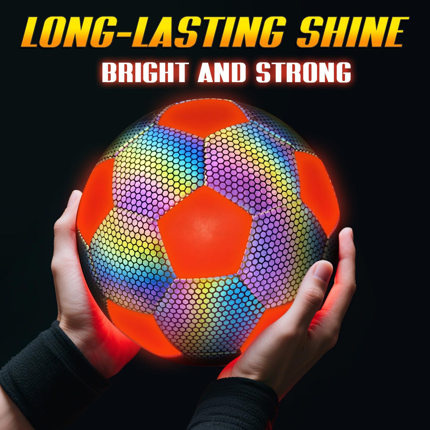 Surpop Glow in The Dark Soccer Ball with LED Lights - Light Up Soccer Ball for Night Games, Size 5 Gift for Kids & Adults, Includes Pump