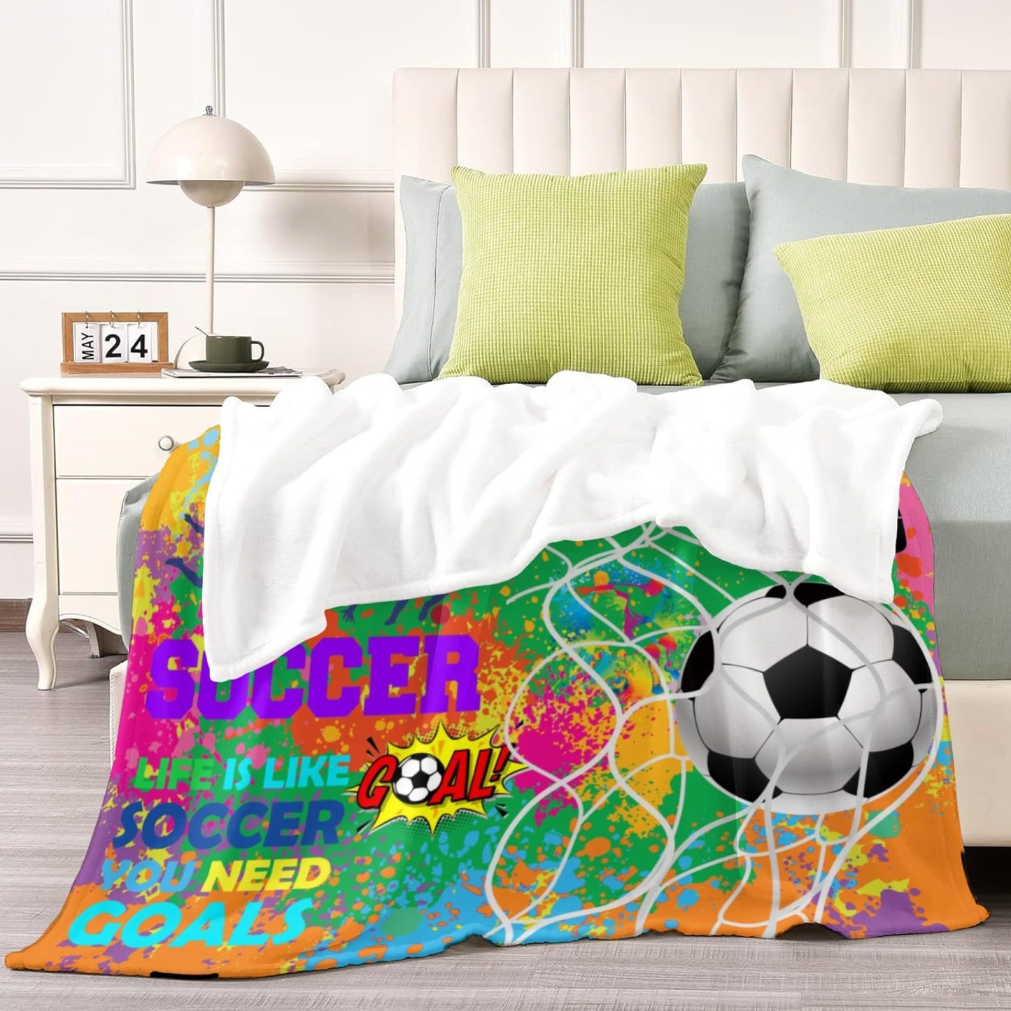 Soccer Blanket Gifts for Girls Women Ultra Soft Flannel Soccer Throw Warm Blanket for Soccers Lovers Gifts Adults Kids 50" X 40"