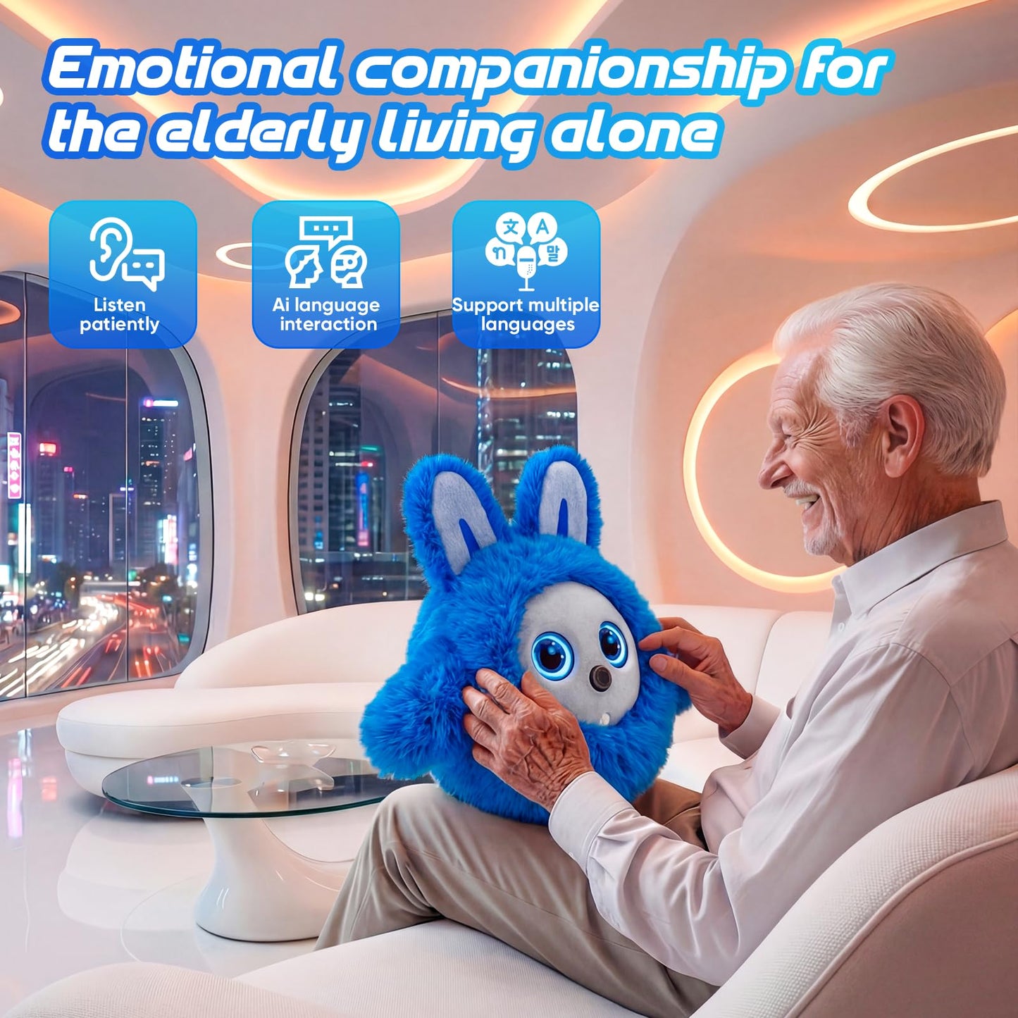 CVCBSER Smart Ai Companion Robot Cute Pet, Desk Robot Voice Chat gpt Emotional Interaction, Richness Expressiveness Ai Pet Robot for Adults Kids Chat (Grey Face)