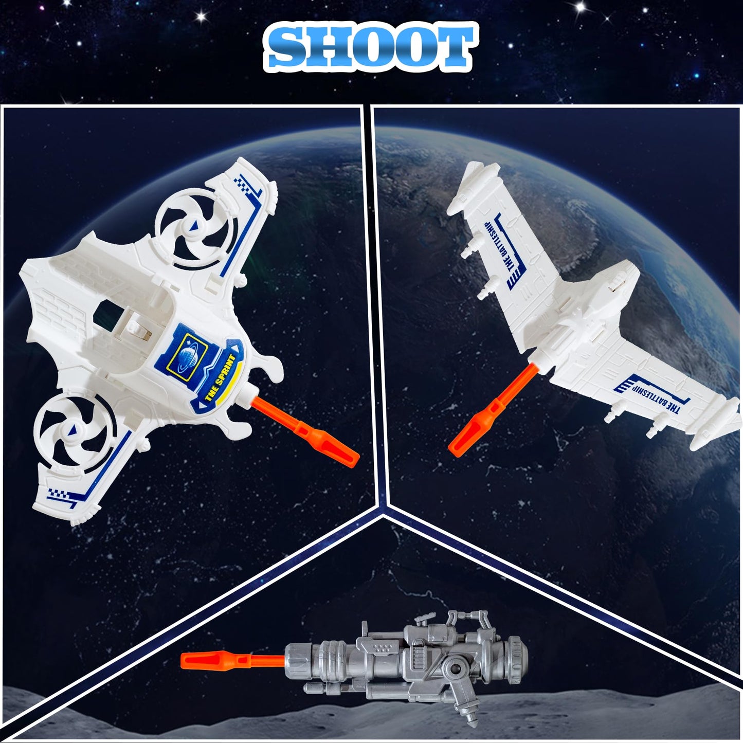 Wbzle Space Ship Toys for Kids, Rocket Toy Set with with Light Sound Spray Effect, Space Set Include Car, Rocket Launcher, Satellites, Outer Space Playset Series
