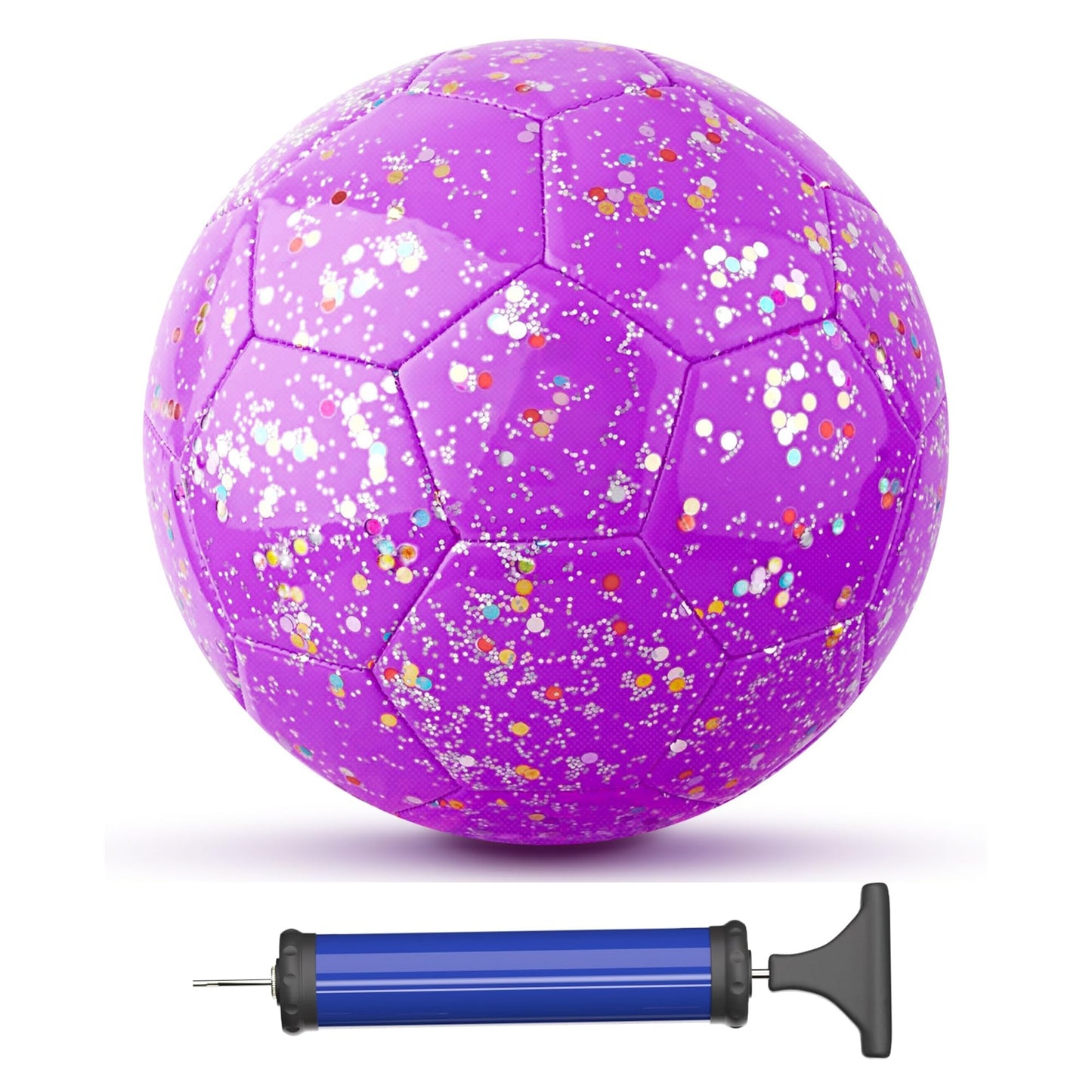 AceVernine Soccer Balls Size 3, Sparkle Soccer Ball for Girls Kids 3-8 4-6 6-8 Glitter Outdoors Sports Recreation Playing Ball for Birthday Easter Soccer Gifts (Glitter Purple, Size 3)
