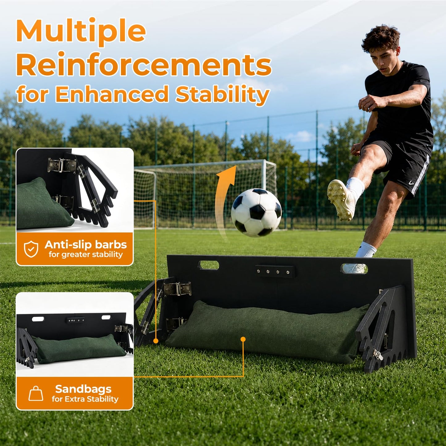 Chormtok HDPE 3-in-1 Soccer Rebounder Board,Foldable & Portable Soccer Training Rebounder with Adjustable Angles,Durable Soccer Training Equipment for Indoor Outdoor Training