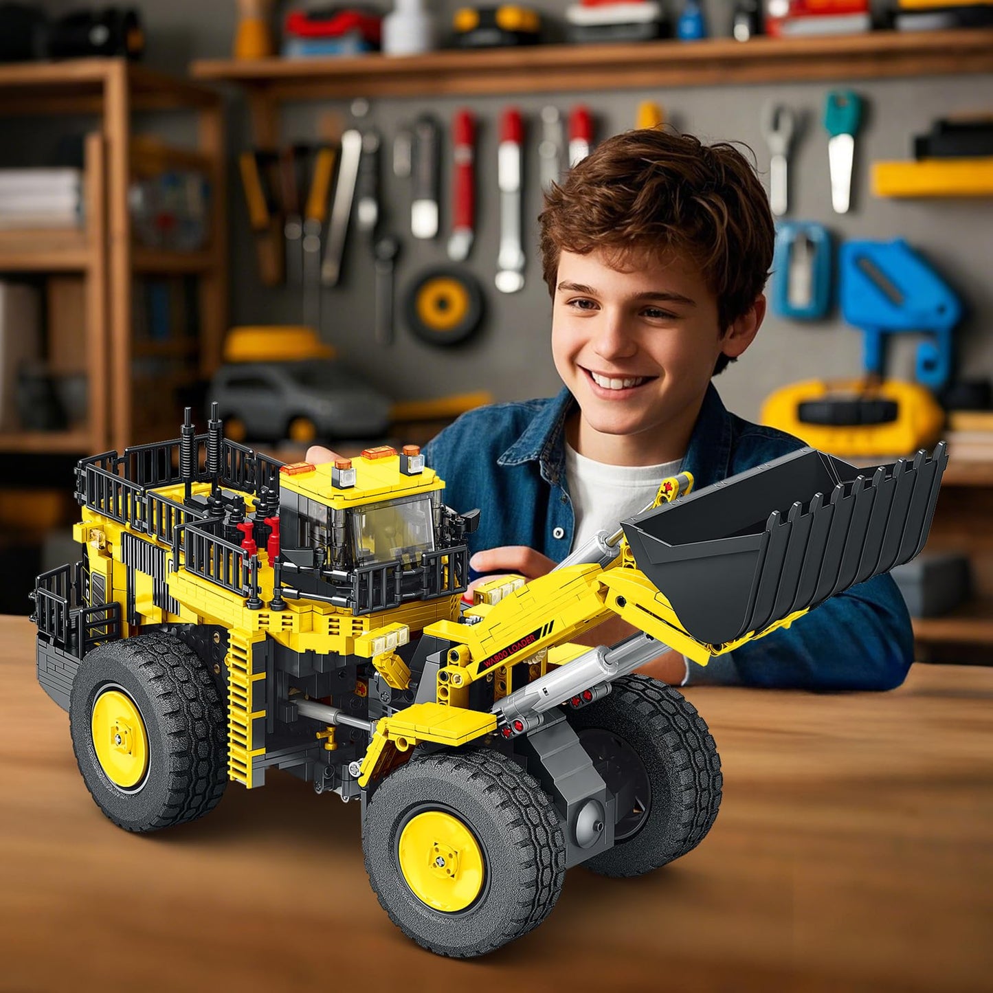 Reobrix Bulldozer Building Blocks Set 22009, Engineering Vehicle Model Kit for Adults, Remote Control Excavator Toy with 4-Wheel Drive, Gifts for Adults Ages 14+, 1876 Pieces