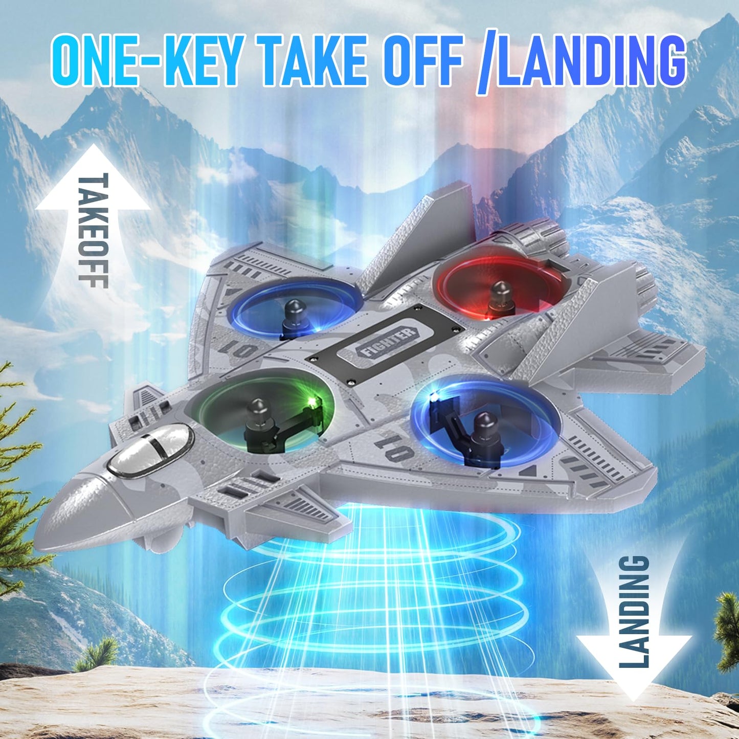 Liorbrix RC Plane Remote Control Airplane for Kids Aged 8+, RC Planes Foam Drones for Adult Kids, Fighter Jet Toy with Lights 360°Flip and Rotation Stunts, Airplane Toy Gifts for Boys
