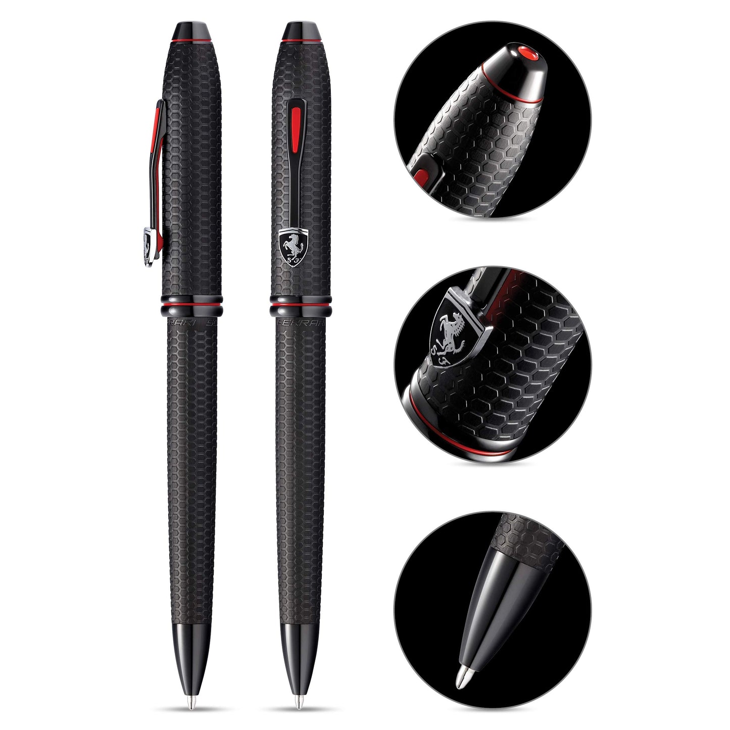 Cross Townsend Collection for Scuderia Ferrari - Brushed Black, Etched Honeycomb Pattern Ballpoint Pen