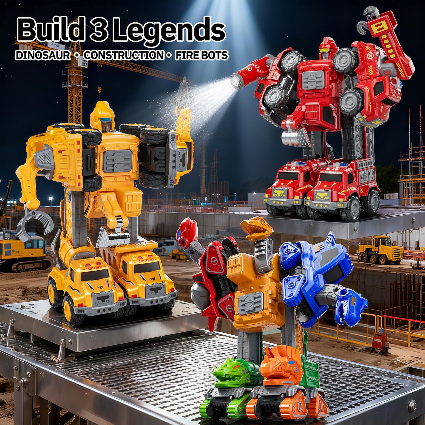 KIZONLY Transform Toys for Boys 4-6, 5 in 1 Take Apart Toys for Boys 3-5, Construction Excavator Transform Assembling Robot Toy for Kids, Educational Birthday Gift for 4 5 6 7 8 Year Old Boy Girls