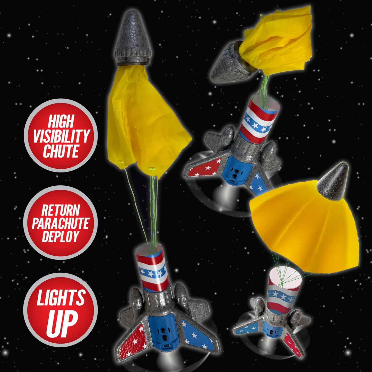 Hyper Drive SkyTwister Rocket – Rechargeable Electric Launch Rocket With Parachute Deploy – Flies Up To 200 Feet – Safe Toy For Kids Ages 8+ – Fully Self-Contained Launch Kit