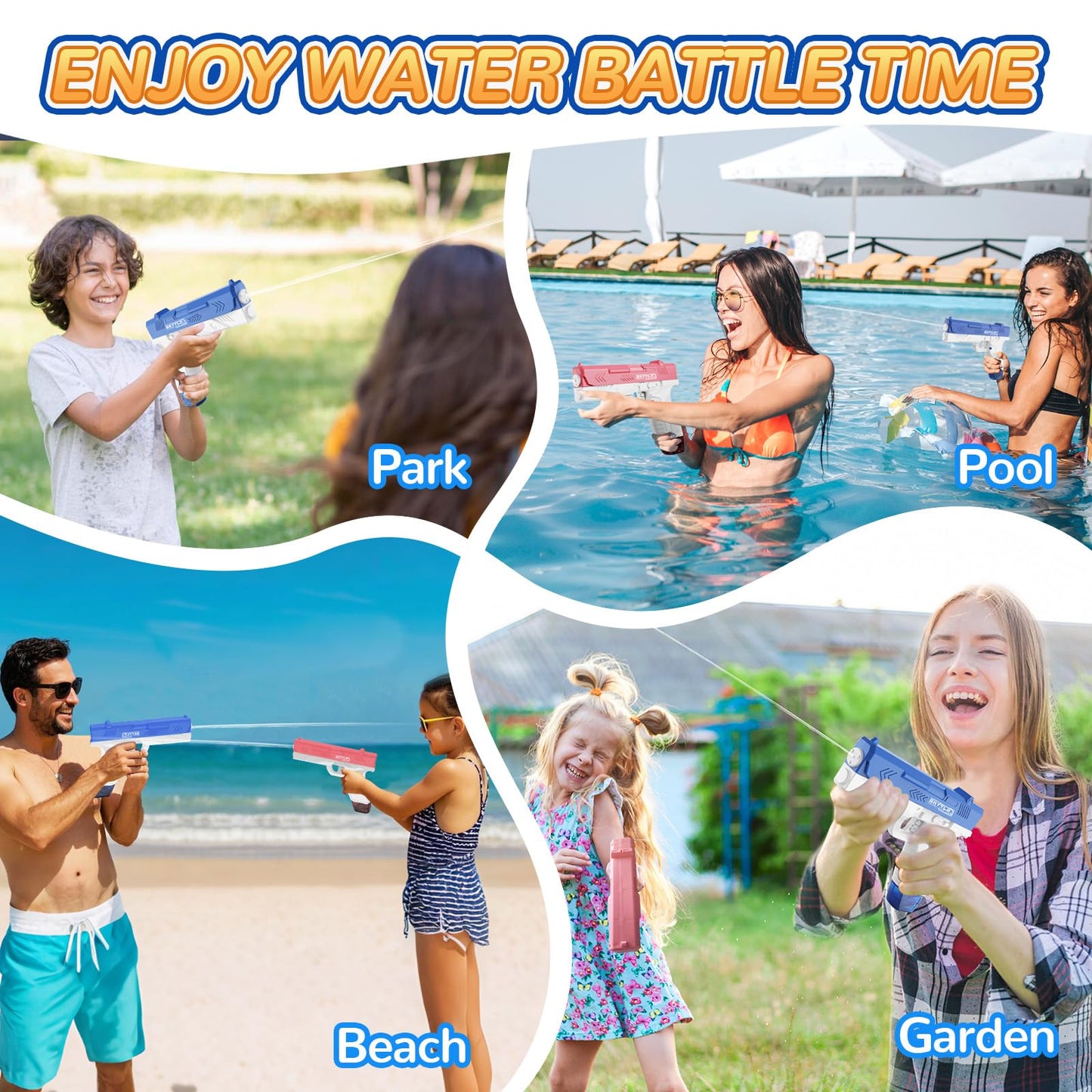 GPPNKC Electric Water Guns for Kids and Adults - Automatic Power Water Pistol with 1000ml Large & 25-33FT Long Range Squirt Guns for Pool Beach Party Outdoor Summer Toys Gift for Boys Girls (2 Pack)