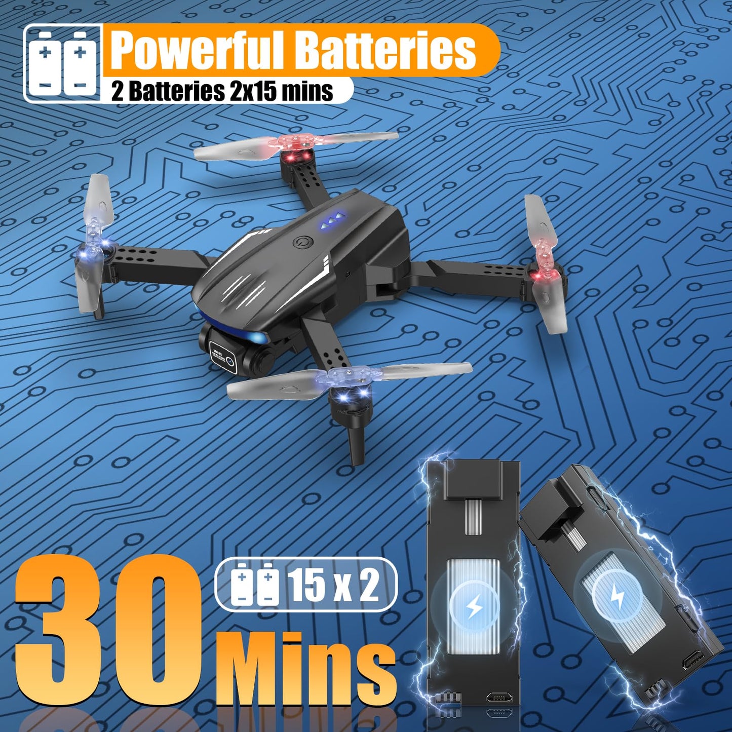 X-shop Drone with 1080P Camera for Kids Adults, Foldable RC Quadcopter with One Key Take Off/Land, Gesture Selfie, 3D Flip, 2 Batteries, Carrying Case, Toy Gift for Beginners