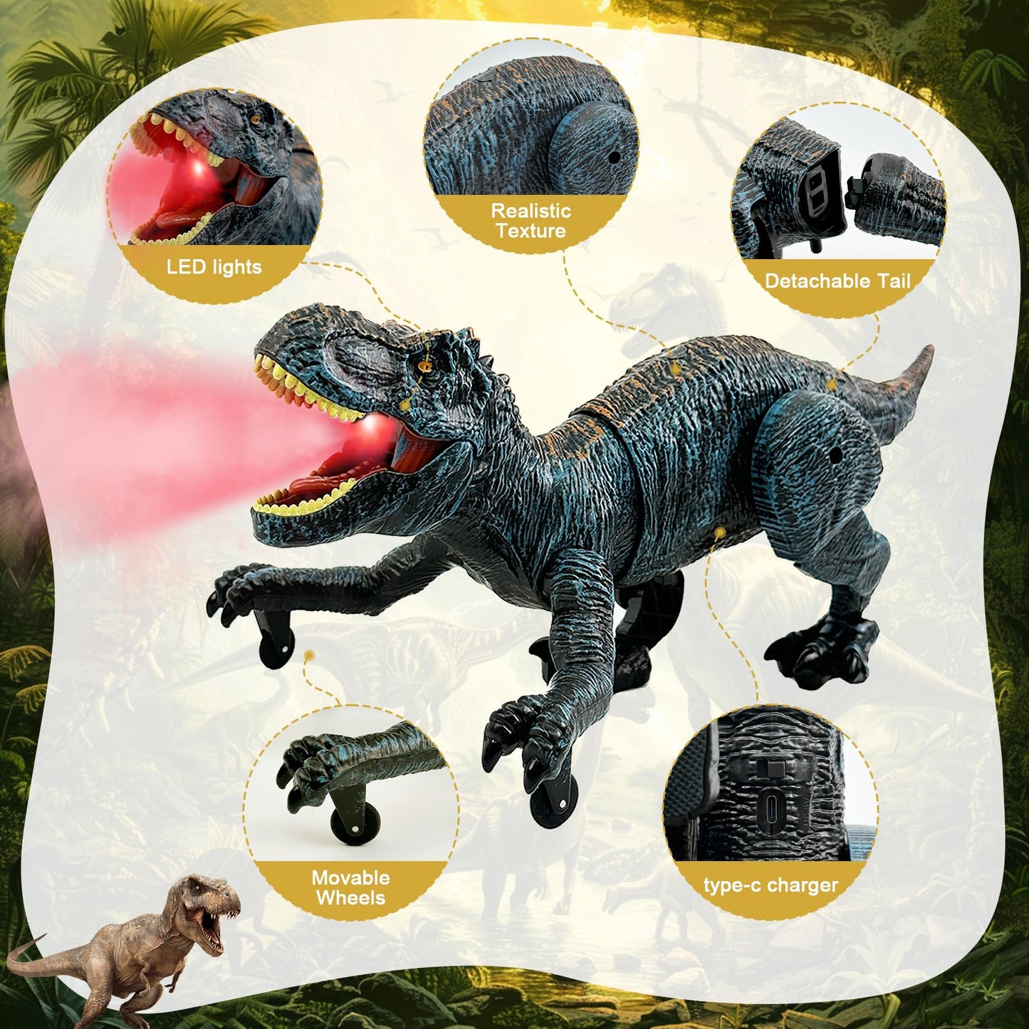 TALGIC Remote Control Dinosaur for Boys 4-7, Robot Dino Toys for Kids 5-7, rc Dino with Realistic Legs & Spray Stream, Remote Dinosaur Toys for Kids3 4 5 6 9 Year Old boy Birthday Gift (Blue)
