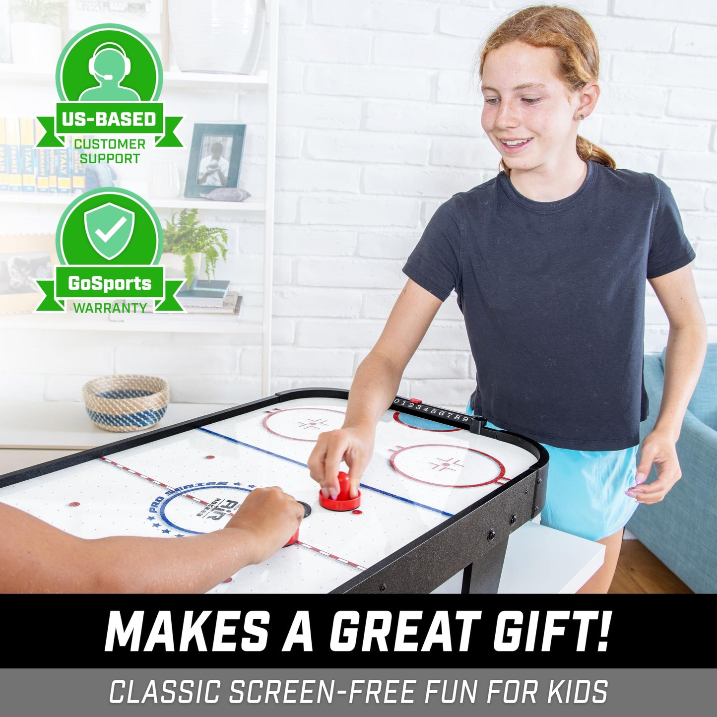 GoSports 40 Inch Table Top Air Hockey Game for Kids - Black
