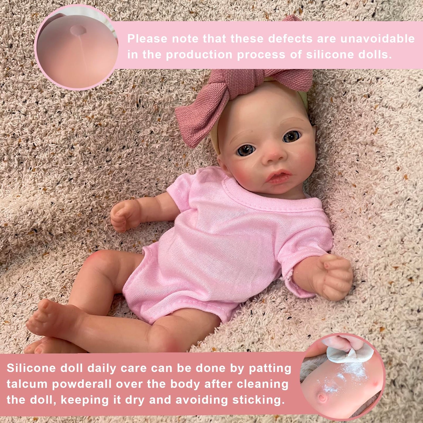 OtardDolls 10 Inch Silicone Baby Doll Full Body Soft Silicone Reborn Baby Mini Silicone Baby Dolls Reborn Baby Dolls Handmade Real Babies Dolls Set