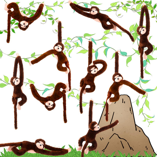 Kugliwa 10 Pcs 24 inch Hanging Monkey Stuffed Animal Plush Monkey Soft Monkeys Stuffed Animal for Animal Party Favor Decors Zoo Jungle Forest (Color Set 2 Dark Brown)