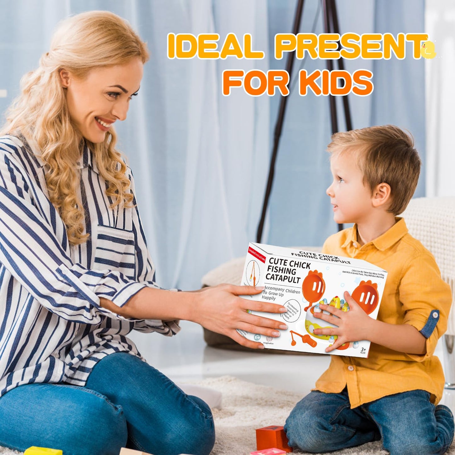 FortiTrust 4 in 1 Toys for Ages 5-7, Bounce and Catch Chicken Games, Rotating Board Games for Kids 4-6, Fishing Game Magnetic,Toddler Toys Bowling, Family Games for Kids and Adults