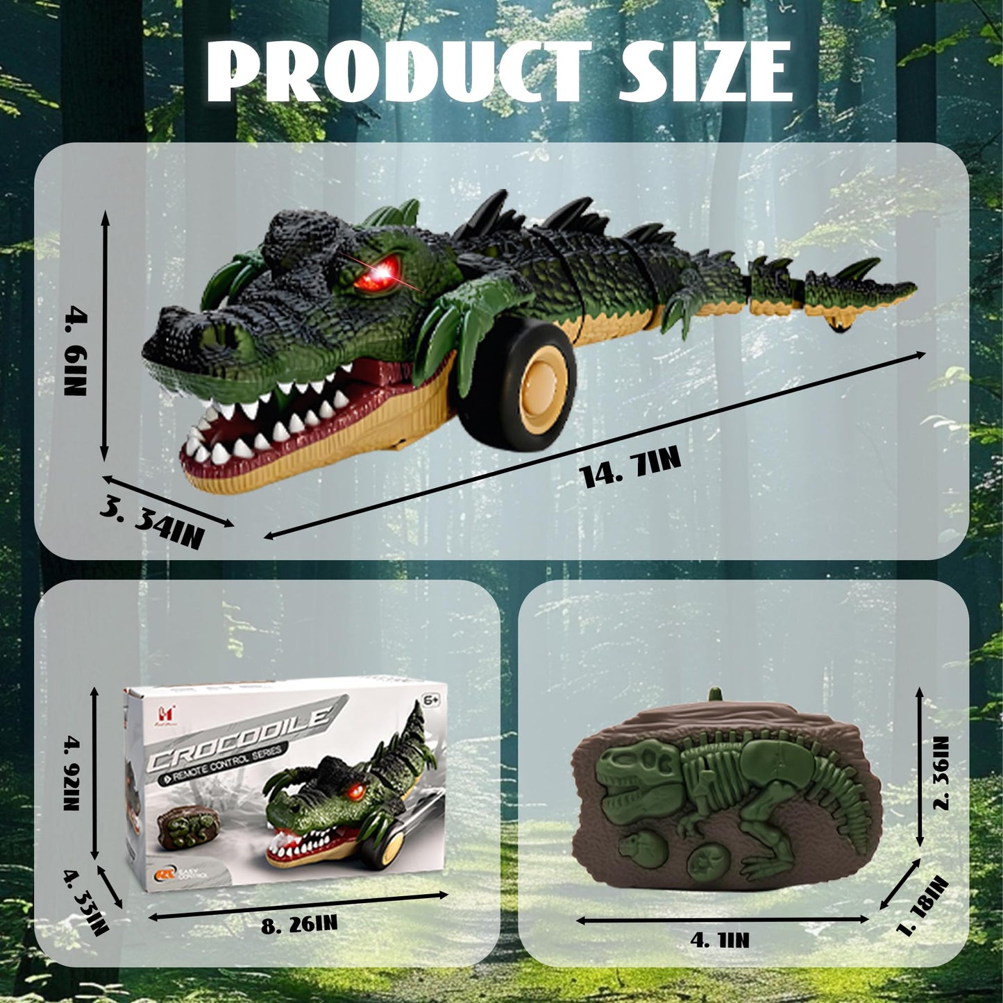 LEFEI Remote Control Crocodile Car Toy,2.4Ghz RC Toy Cars,Boys 3-12 Year Old,360°Rolling Turns & Slides with Lights Cool Outdoor Toys Birthday Gifts Xmas Gifts (Green)