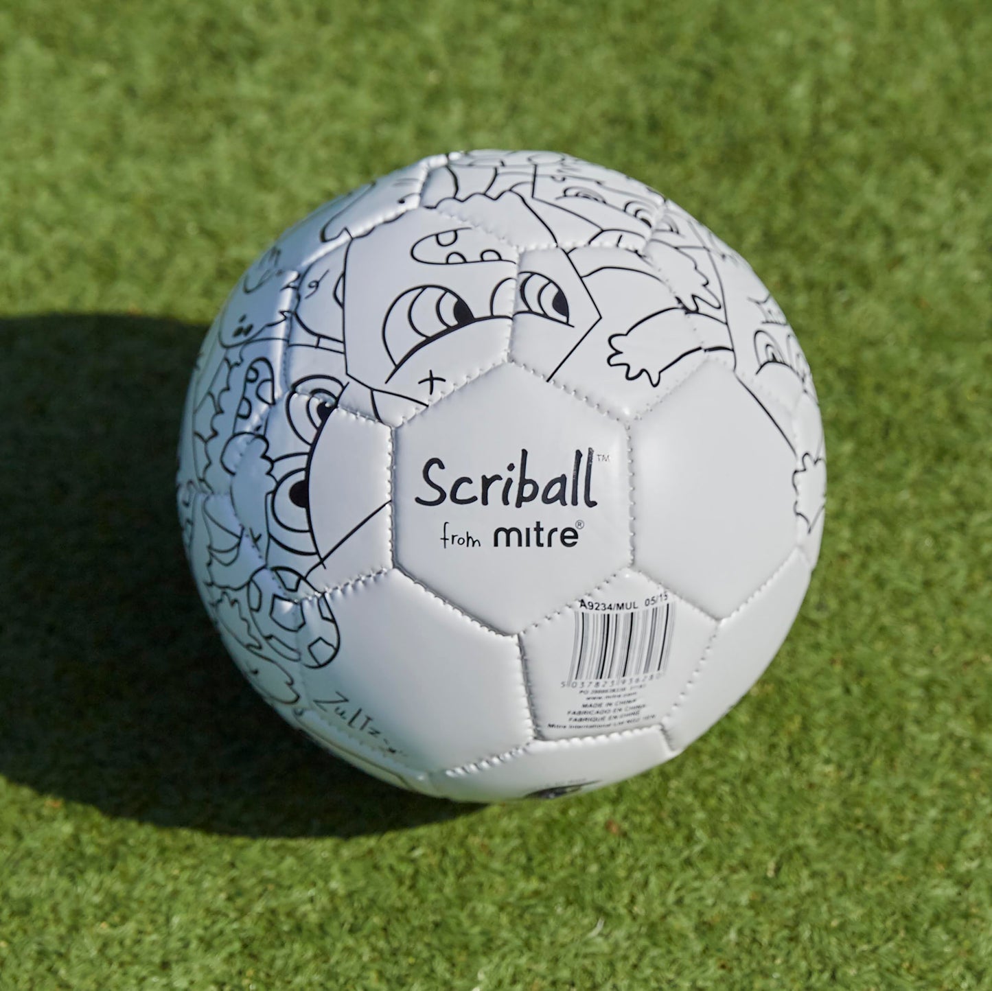 Mitre SCRIBALL Kids Coloring DIY Soccer Ball, Pump, & Display Stand - Mini Soccer Ball with 5 Markers - 3 Fun Character Designs - Creative Soccer Toy for Kids - Ships Deflated