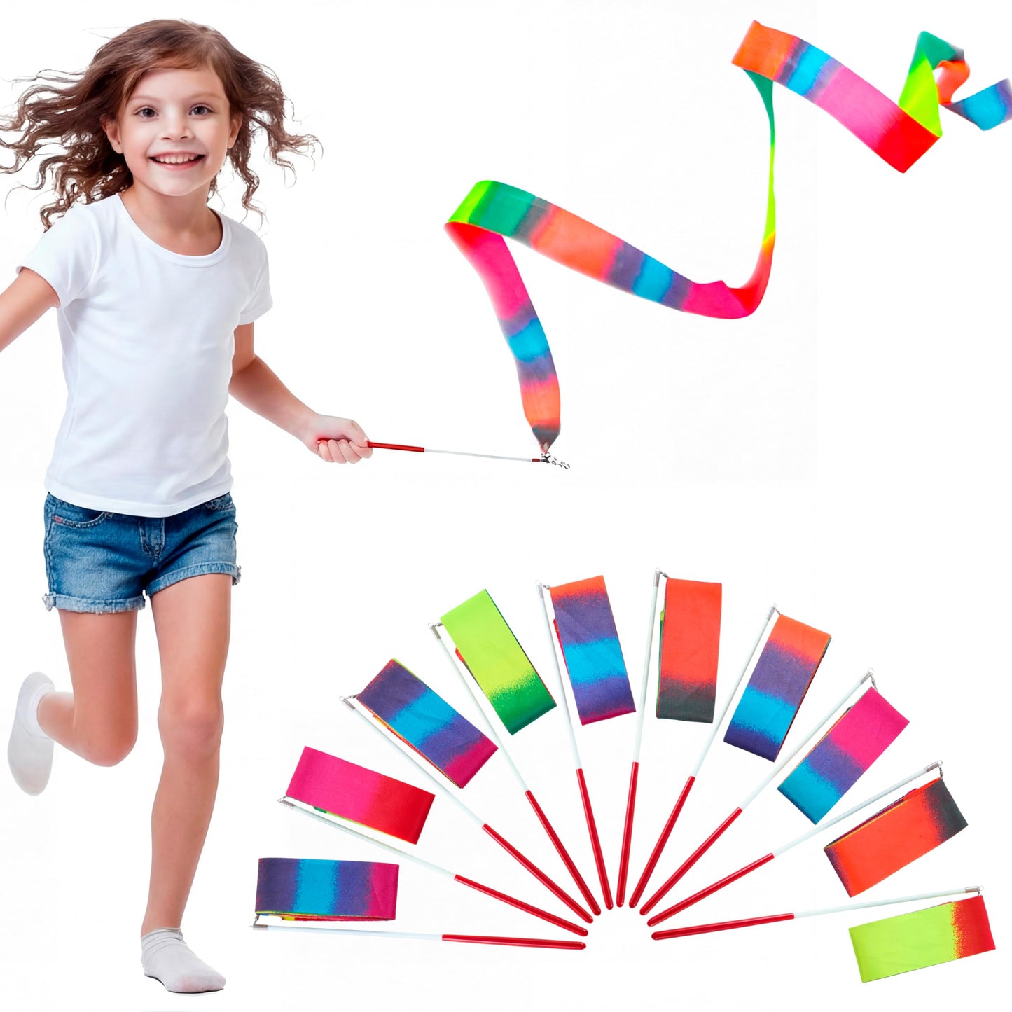 JOYIN 20 Pcs Ribbon Dancing Wands Party Favors Set, Dance Ribbon Gymnastics Ribbon Wand, Princess Birthday Party Favors for Kids, Carnival Prizes, School Goody Bag Stuffers