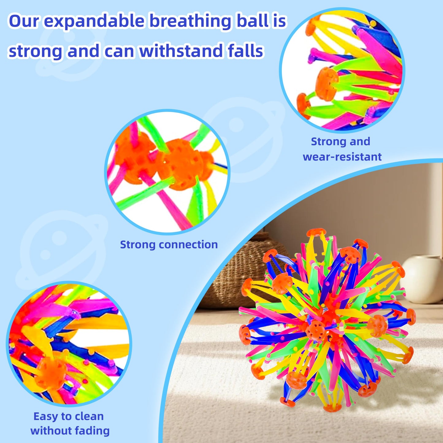 AGSIXZLAN 2Pcs Collapsible Expandable Breathing Expanding Balls Toy - More Than Doubles in Size from 6" to 12",Magic Sensory & Fidget Sphere Toy for Kids and Adults Play,Autism, Anxiety,Yoga -ADHD