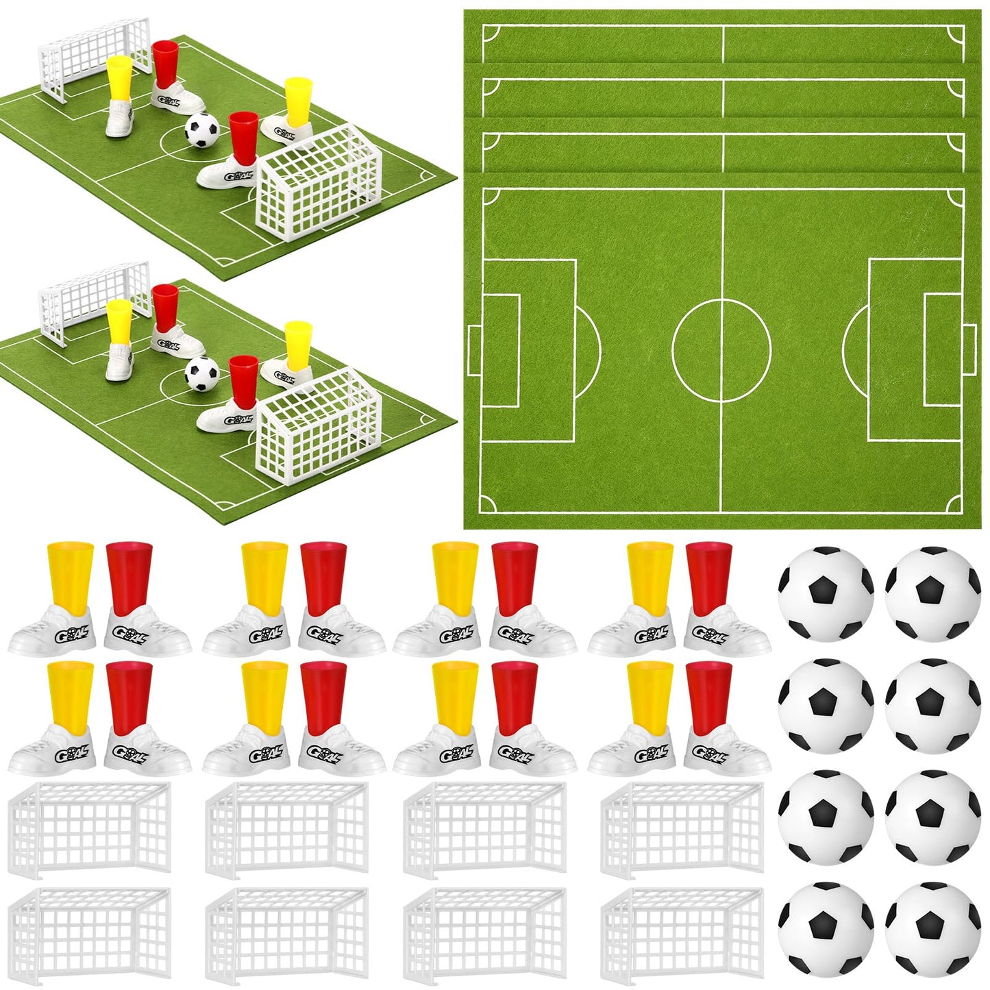 Simgoing 4 Set Soccer Football Centerpieces Table Decor Sports Party Decorations Pitch on The Table Game with 4 Flick Games Set Office Sports Party Favors(Soccer)