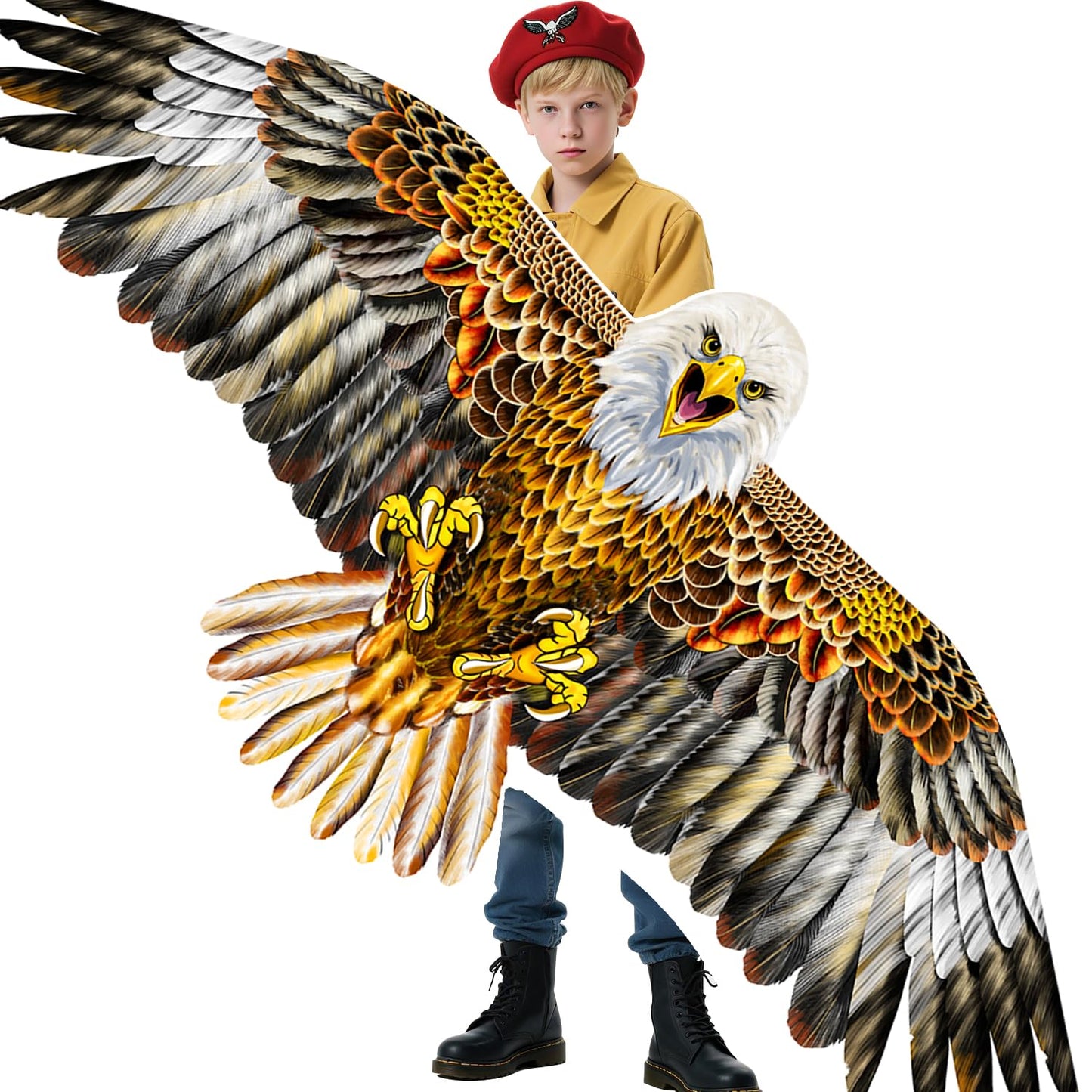 Bald Eagle Kite for Adults & Kids, Professional Durable Kites for Beginners, Outdoor Activities, Beach & Park - Easy Fly Kites Toys for Family Fun-Brown