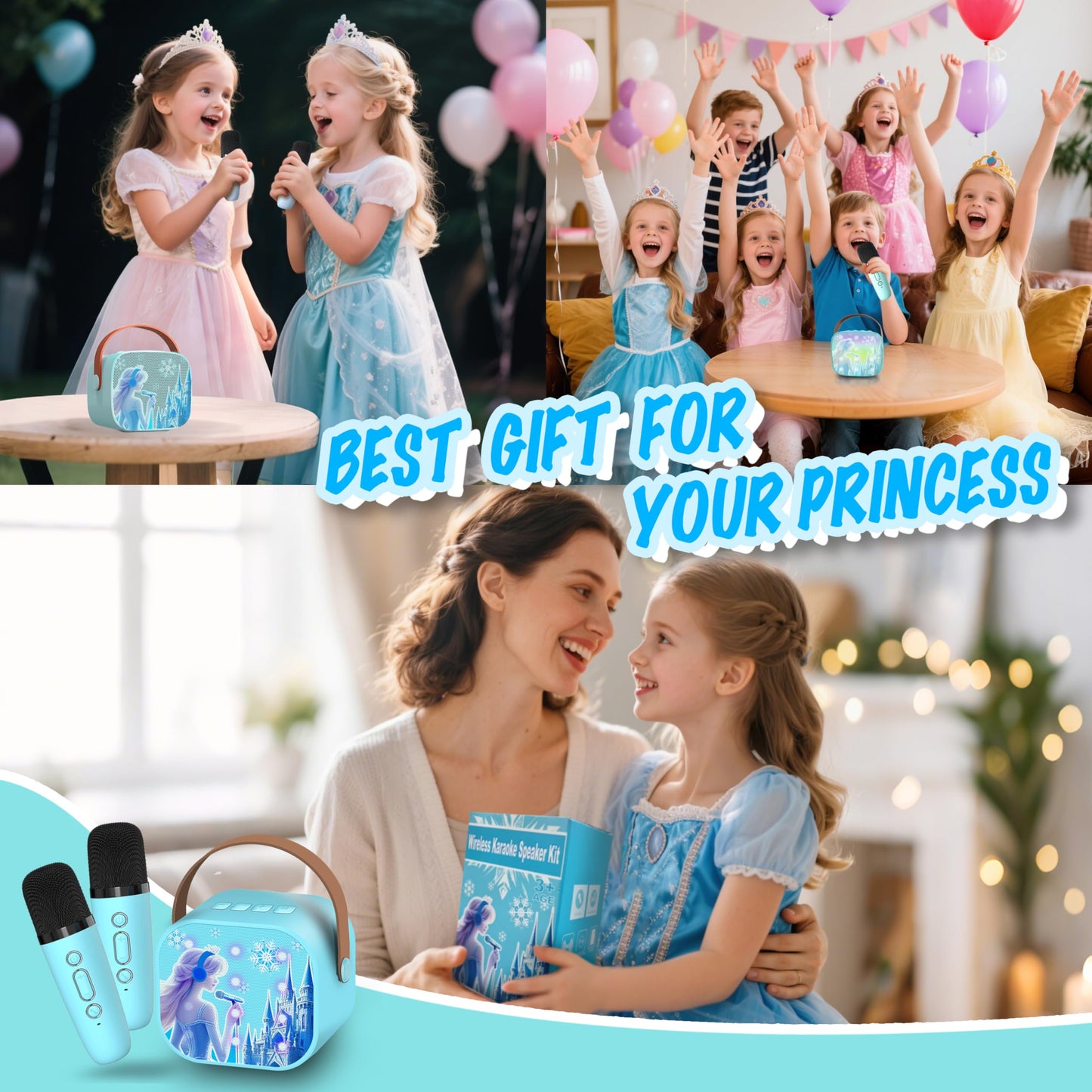 Frozen Toys for Girls Mini Karaoke Machine for Kids Princess Toys 3 4 5 6 7 8 9 10 Year Old Girl Birthday Gifts Kids Toys Toddler Wireless Microphones