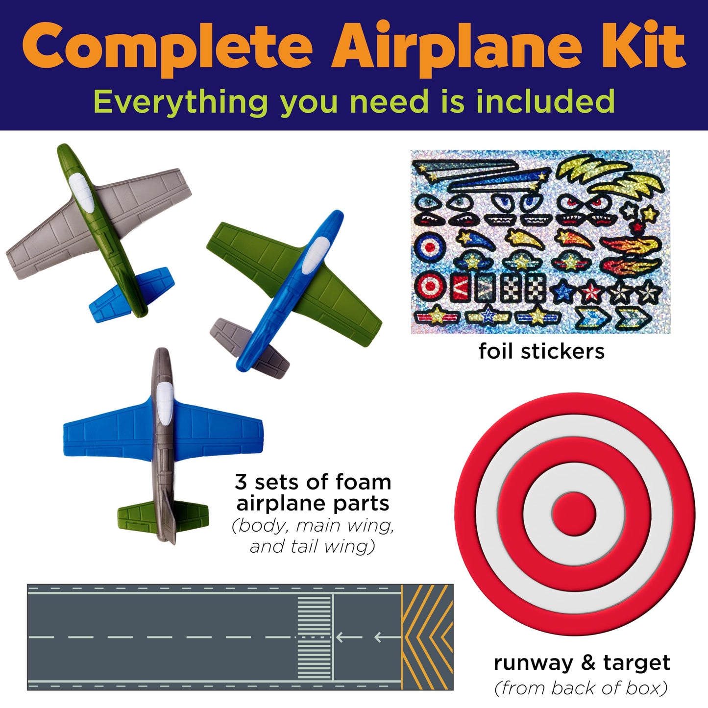 Creativity for Kids Stunt Squadron Foam Fliers: Makes 3 Airplane Toys for Kids, Crafts and STEM Kits for Kids, Toys for Boys and Girls, Boys Gifts (Ages 5+)