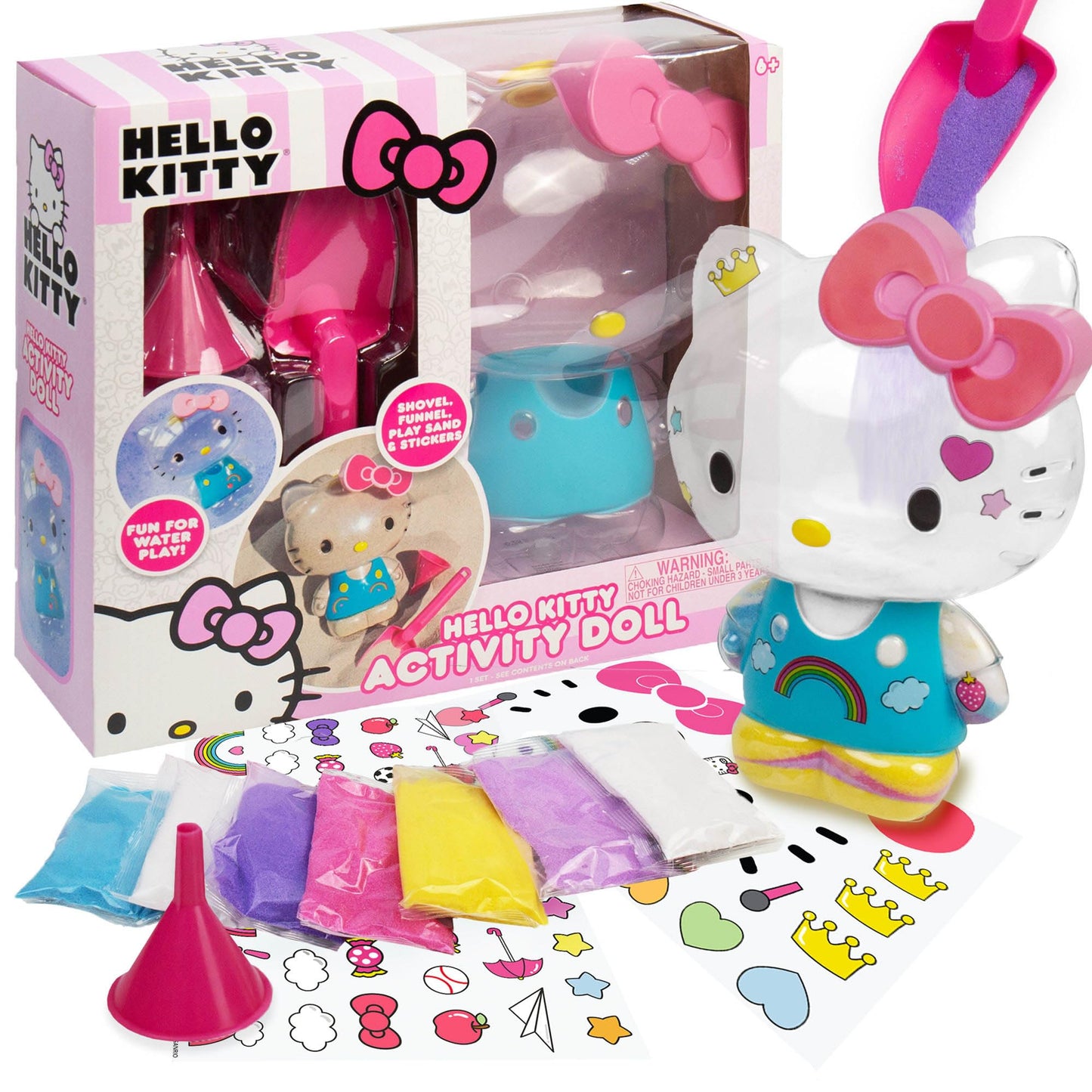 Hello Kitty Activity Doll, Reusable Hello Kitty Toys, Fill with Sand Art or Water, Includes Waterproof Doll, Shovel and Funnel, Sensory Toys for Kids, Great Toddler Activities, Toddler Travel Toys