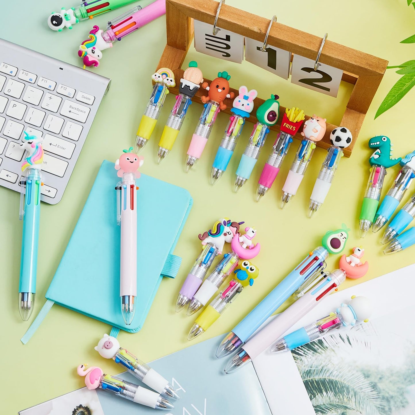 Mooliwe 24 Pcs Mini Multicolor Pens in One 18 Pieces 4-in-1 and 6 Pcs 6-in-1 Cute Fun Ballpoint Pens Bulk Easter Egg Fillers Party Favors Birthdays Gifts Kawaii Prizes Goodie Bags Stuffers (Classic)