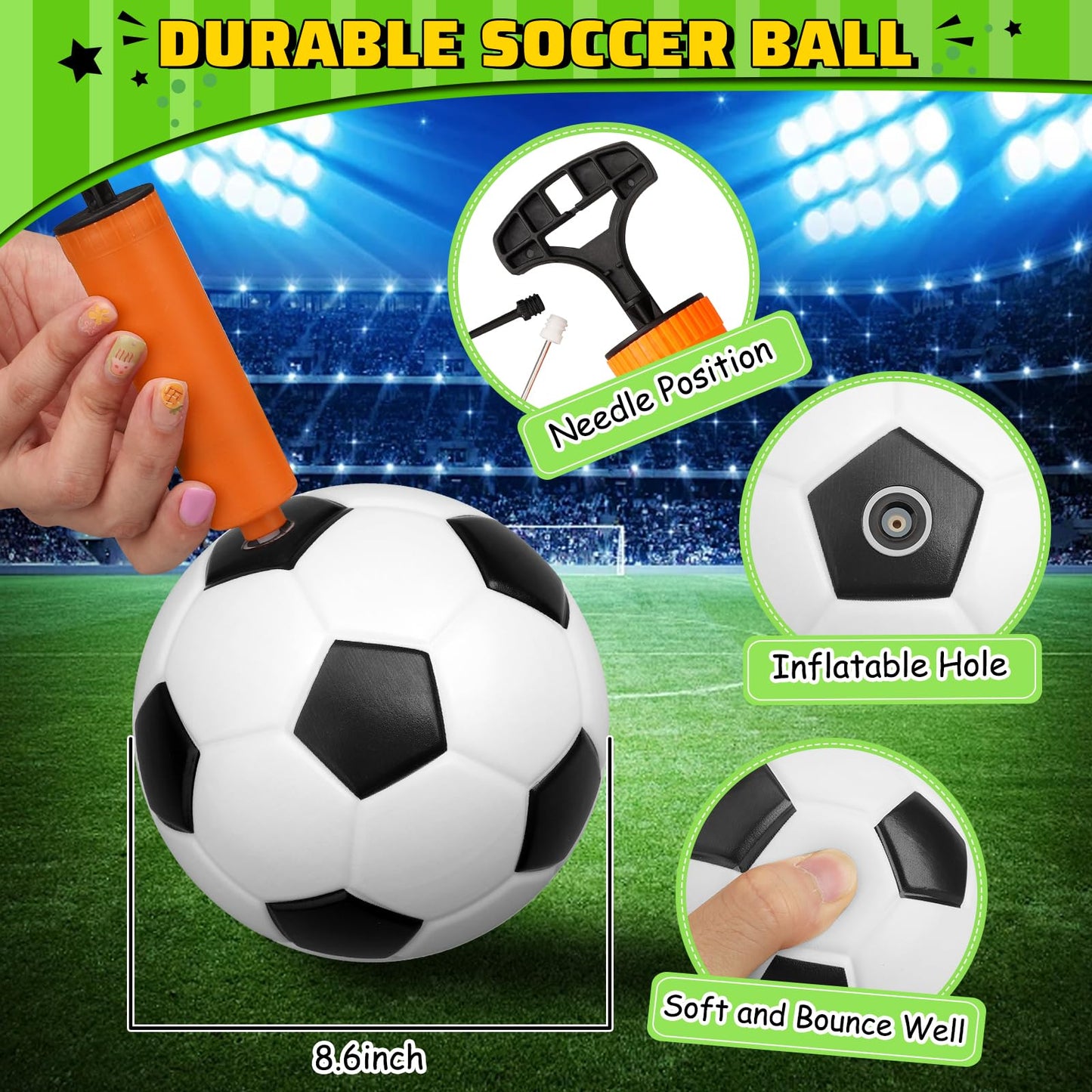 Mini Soccer Goal Set with 3 Ball Pump for Toddler Kid, Small Portable Goals Training Equipment for Garden Indoor Outdoor Backyard, Birthday Gift for Boy Girl Sports Toy Family Game 23" W×18" H×12" D