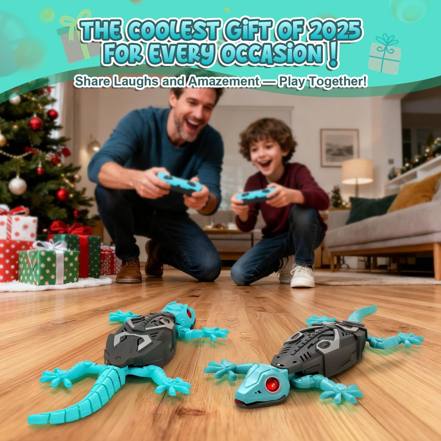 Hamino Wall Climbing Gecko, Remote Control Electric Lizard Toy Funny Prank Toys, Floor & Wall Crawling, Glowing Eyes, Upgrade Low Noise, Rechargeable Boys Gifts for Kids 3 4 6+ Year Old
