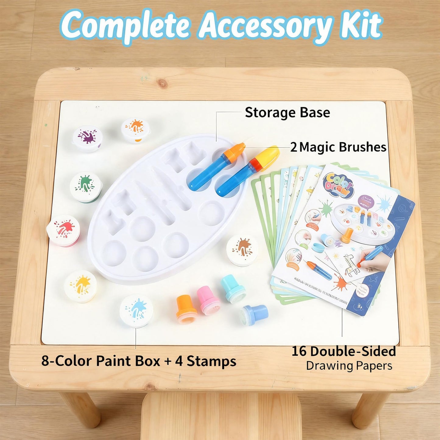 Xirtneduav 36-Piece Magic Brush Painting Set for Kids, Mess Free Art Station with Storage Base and Replaceable Brush Heads, Toddler Drawing Toys for Creative Learning Home & Travel, Gift for Boys Girl