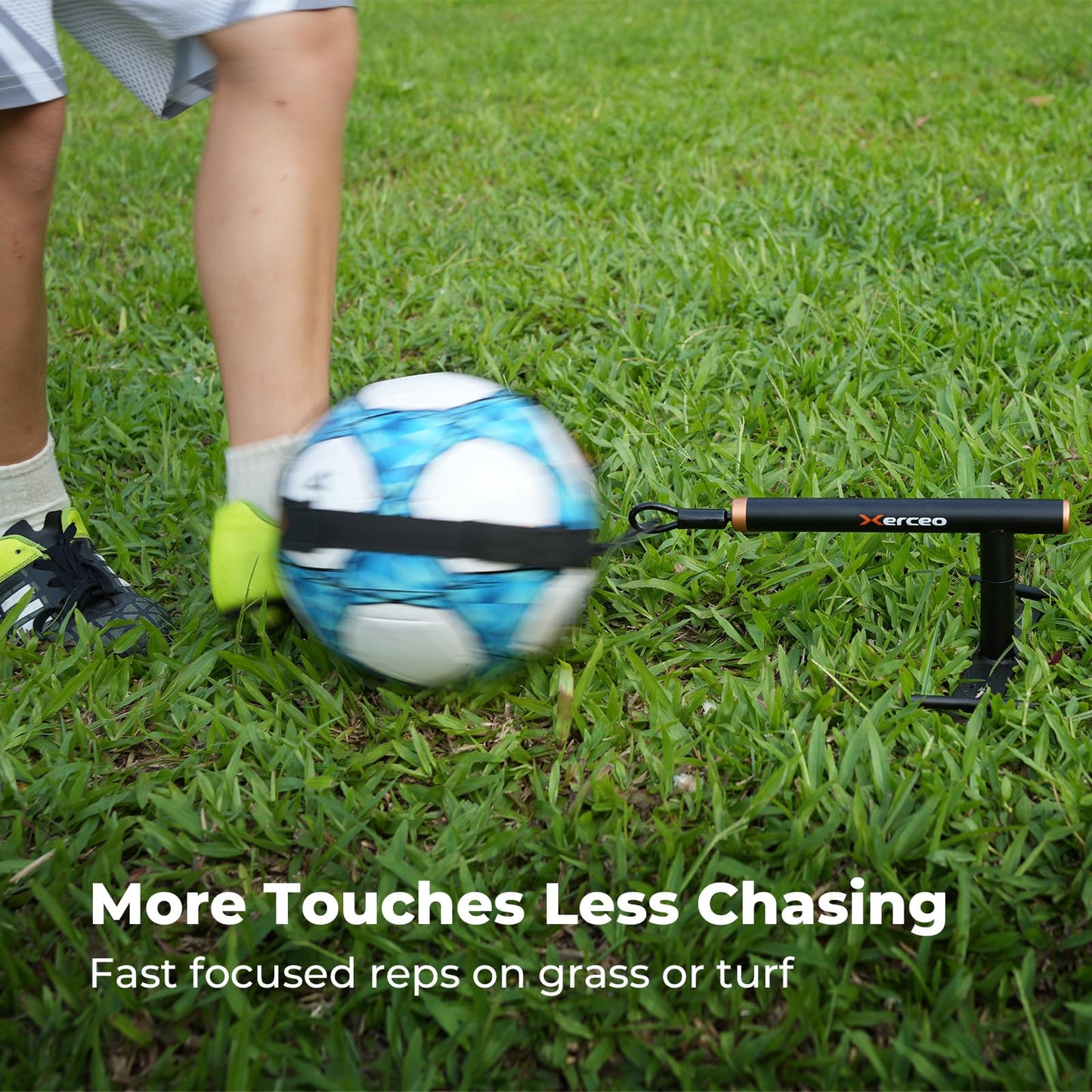 Xerceo 3 in 1 Soccer Training Aid, Inground Soccer Kick Touch Trainer, Hands Free Soccer Kick Trainer and Handle Soccer Kick Trainer for Kids(Fits Ball Size 4 and 5)