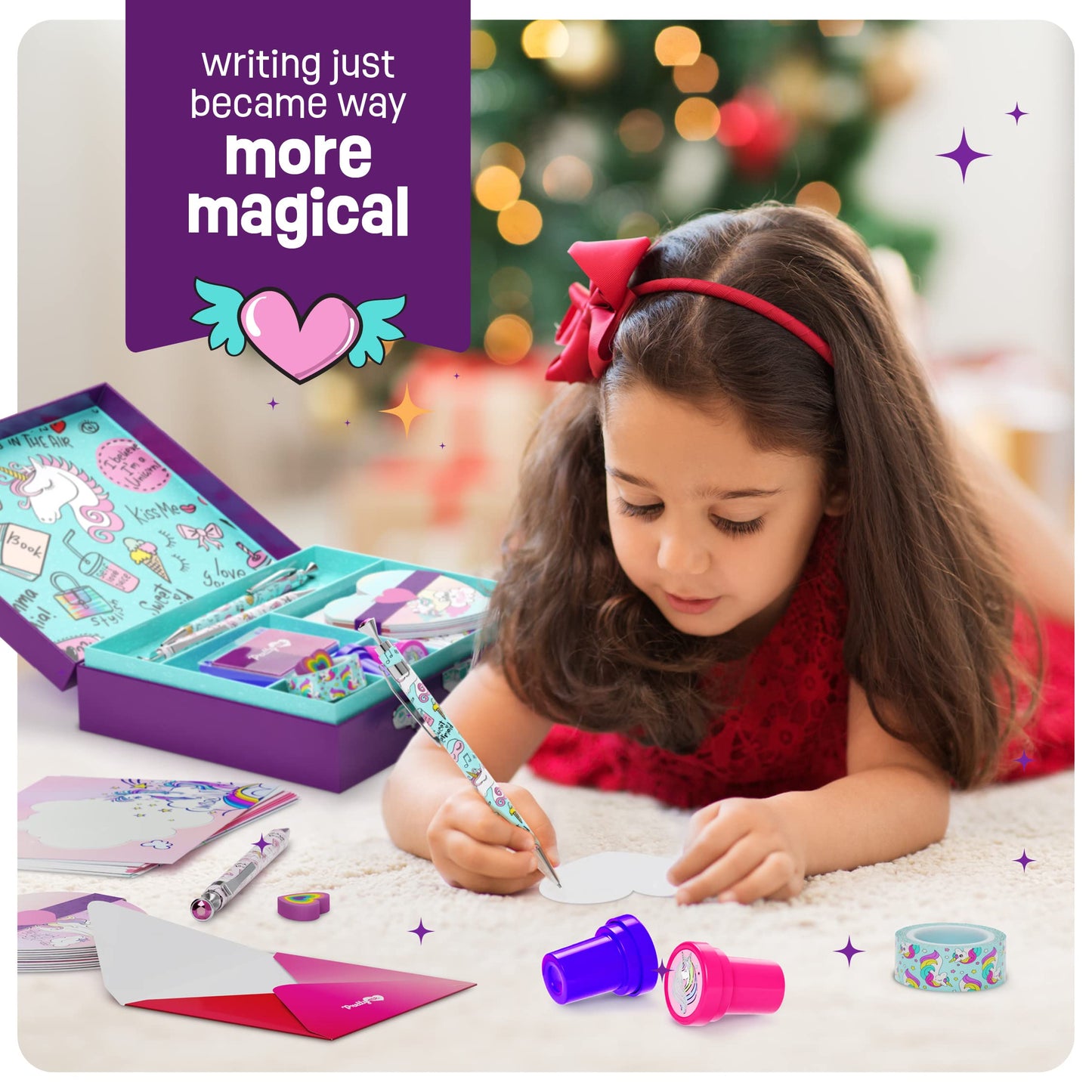 Pretty Me Unicorn Stationery Set for Kids - Birthday Gifts for Girls Ages 6, 7, 8, 9, 10 to 12 Year Old Age - Stationary Letter Writing Art Kit - Best Girl Birthday Gift - Preteen Craft Toys, Presents