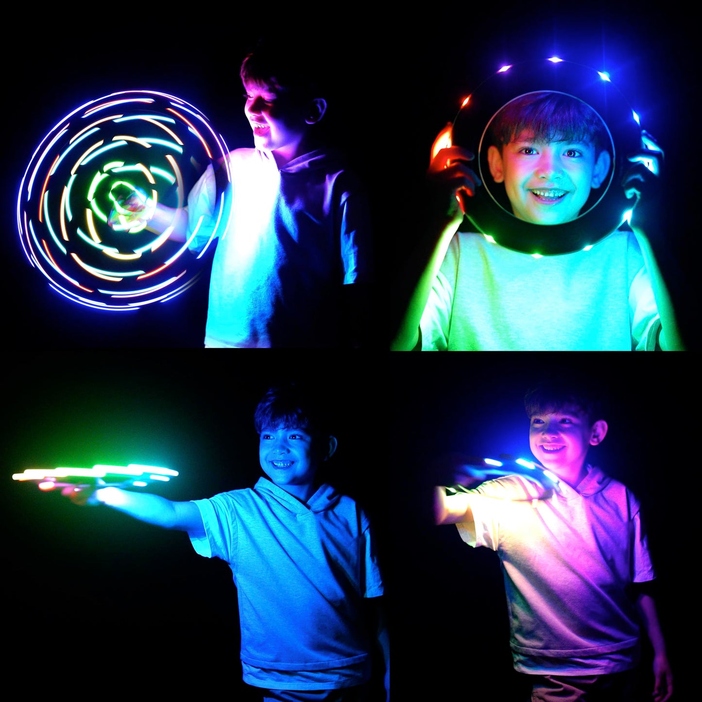 TOSY Flying Ring - 12 Monocolor LEDs, Super Bright, Lost Mode, Auto Light Up, Easter Basket Stuffers Gift for Kid/Teen/Boy/Girl, Safe, Waterproof, Pool/Beach/Camping Toy (Green)