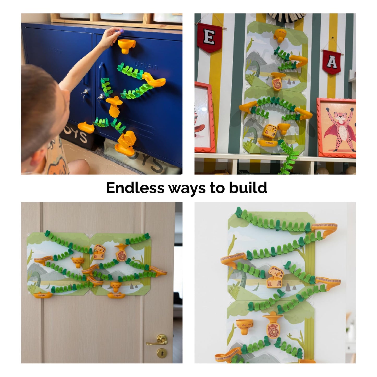 Oribel VertiPlay Magnetic Marble Run | 100 pcs STEM Toy, Dino Quest Edition | 2 Magnetic Play Boards | Wall Toy for Kids Age 5+ | Magnetic Track-Building Set | Dinosaur-Themed Stick-On Playboard