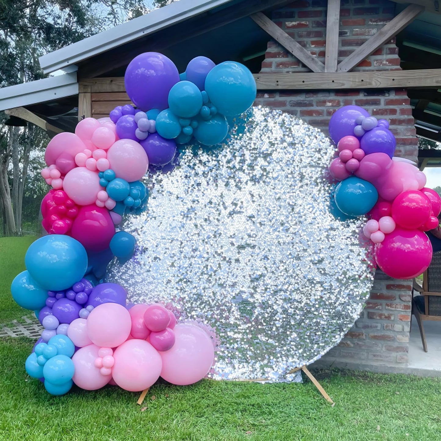 HILAVO Pink Purple Blue Balloon Arch Kit Teal Hot Pink Metallic Purple Party Latex Balloon Garland with Confetti and Star Foil Balloons for Girls Princess Birthday Baby Shower Neon Party Decorations