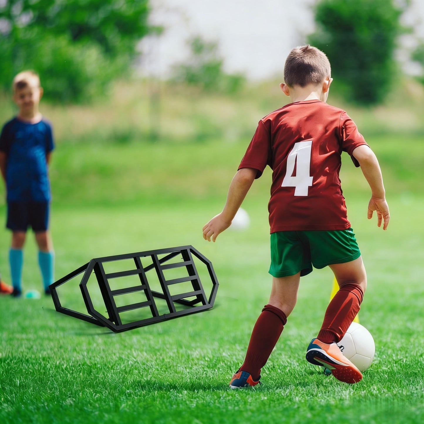 Soccer Rebounder Board, Soccer Wall Rebounder with 2 Angles, Portable Soccer Passing Board with Ground Nails, Soccer Training Equipment for Passing & Shooting Practice