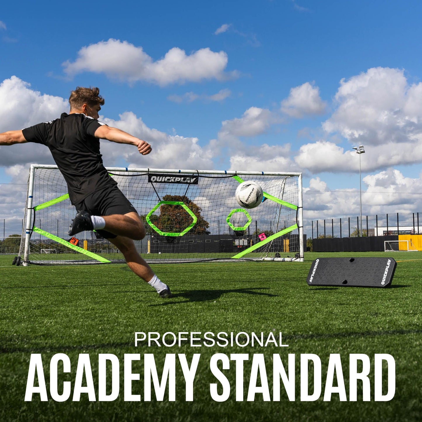 QUICKPLAY Replay Boombox Soccer Rebound Board - Portable Dual Surface Rebounder with Adjustable Angle - Soccer Training Equipment for Control, Passing Practice