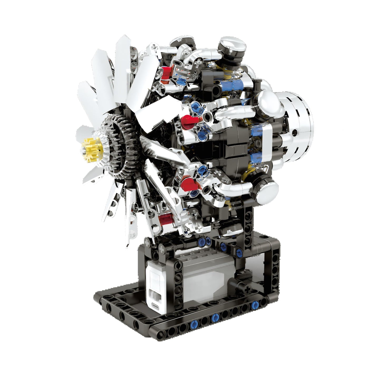 V8 Engine Model Kit That Runs on Electricity - 558-Piece Mini Turbofan Jet Engine Kit with Rechargeable Electric Motor Realistic Continuous Blade Rotation STEM Airplane Toy for Adults & Kids Ages 14+