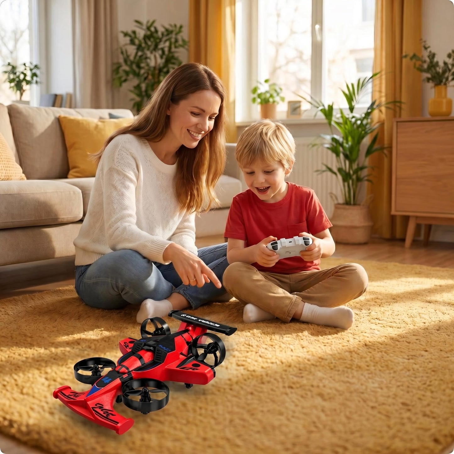 WAWALOL RC Flying Car and Airplane Toy, Toys for Boys and Girls, Jet-Style Helicopter Drone with 360° Flip Capability, Stunt Racing Aircraft, Gifts for Boys and Girls Ages 4, 6, 8, 12