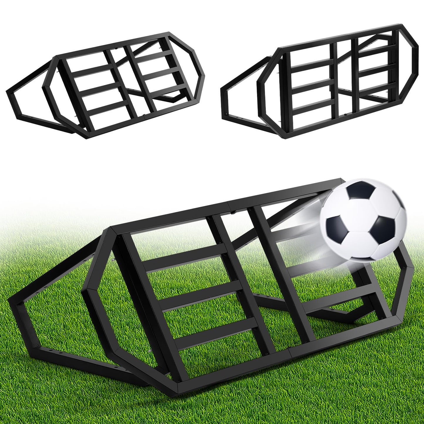 Soccer Rebounder Board, Soccer Wall Rebounder with 2 Angles, Portable Soccer Passing Board with Ground Nails, Soccer Training Equipment for Passing & Shooting Practice