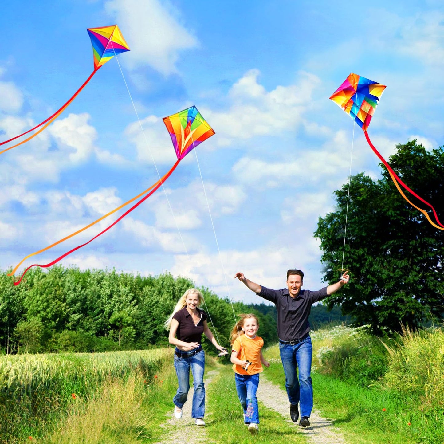Simxkai 3-Pack Small Diamond Flyers for Toddlers Age 2-4 | Kids Outdoor Toy with Rainbow Colors, Easy Flight for Beginners, Beach Park & Birthday Gift Set