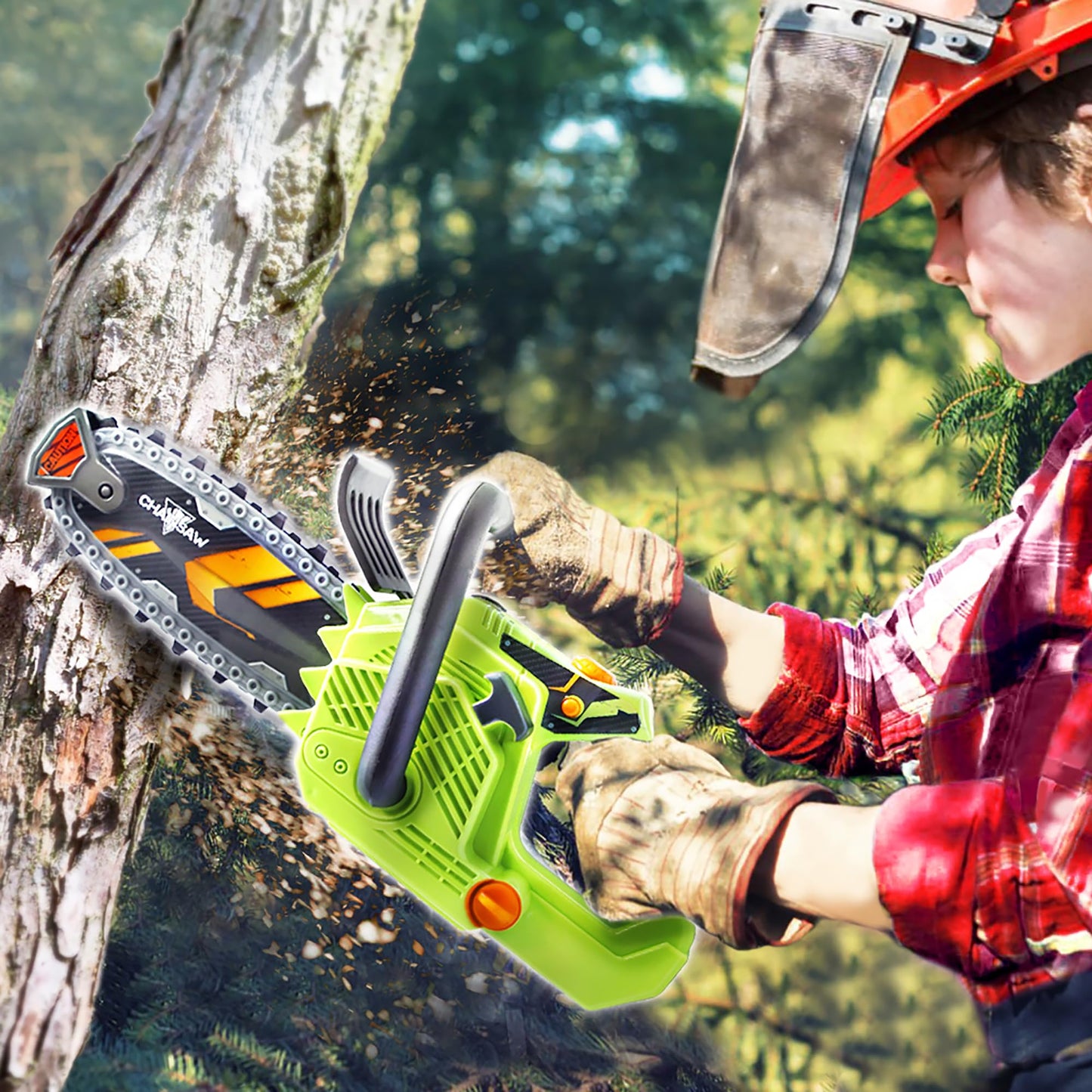 JAROFUREL Lanard Tuff Tools: Clean Cut Chainsaw - Kids Sounds & Action Toy, Realistic Action Yard Work Toy, Battery Powered, Ages 3+, 14.50 x 4.00 x 8.00"