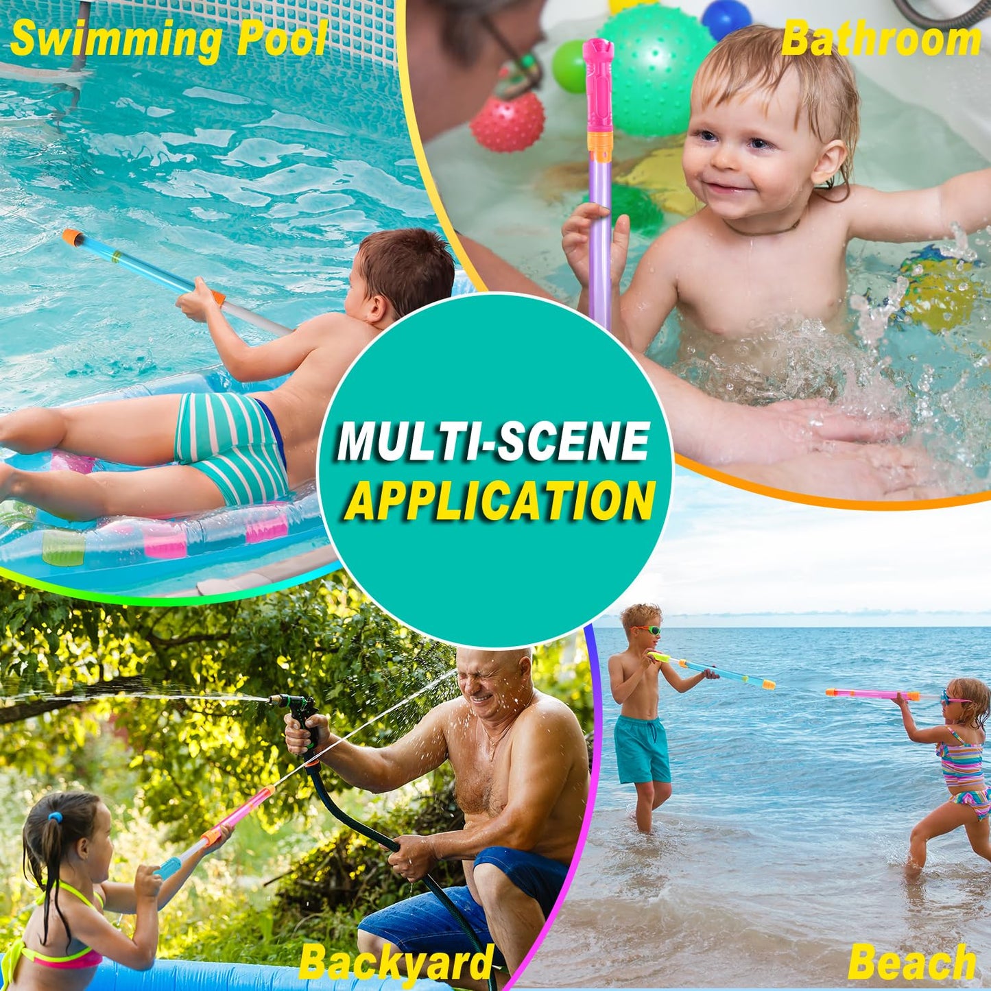 Elovien Water Guns Squirt Toys for Kids, 4 Pack Water Soaker Blaster, 35 ft Range Water Squirter for Summer Outdoor Fun, Pool Beach Water Shooter for Boys Girls Adults