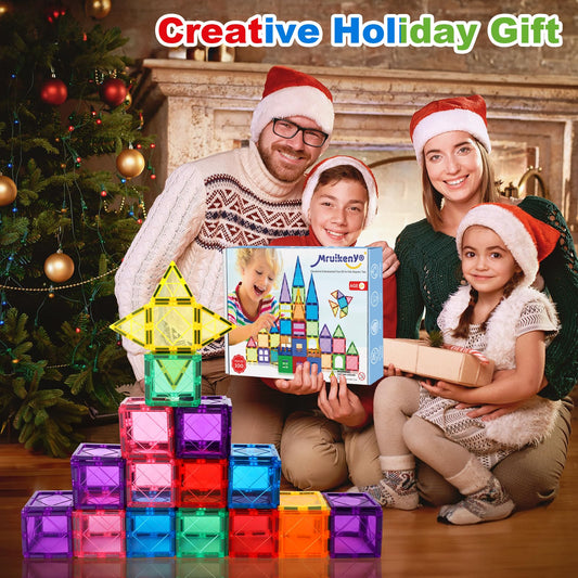 Magnetic Tiles 100PCS Kids Toys - Magnetic Building Blocks STEM Magnet Building Set Preschool Learning Magnet Toys for Kids Ages 3-5 4-8, Sensory Montessori Toy for Toddlers 3+ Year Old Boys Girls