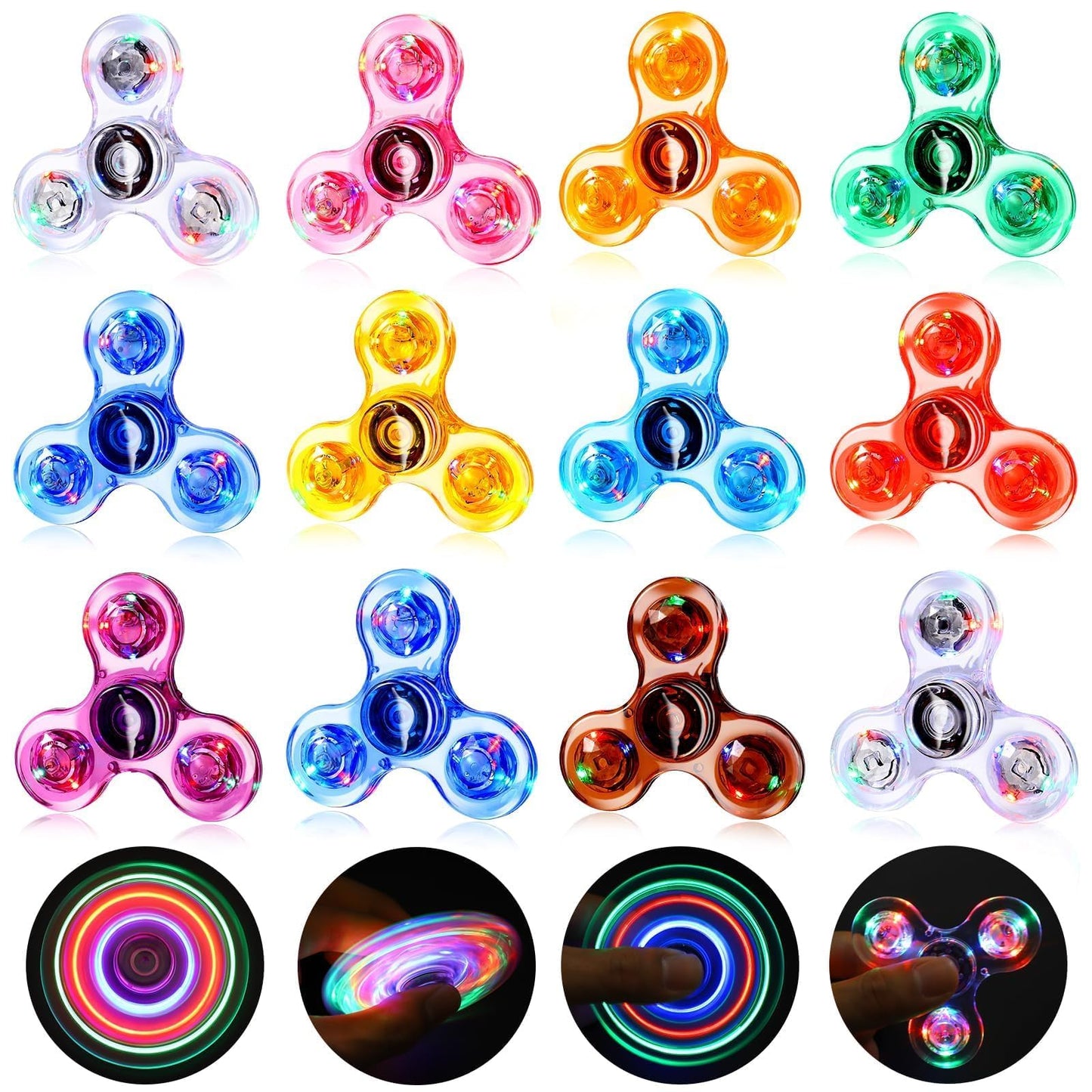 Gigilli Fidget Spinners 12 Pack, Light Up Bulk Fidget Spinners, Classroom Prizes Return Goodie Bag Stuffers, Glow Party Favors