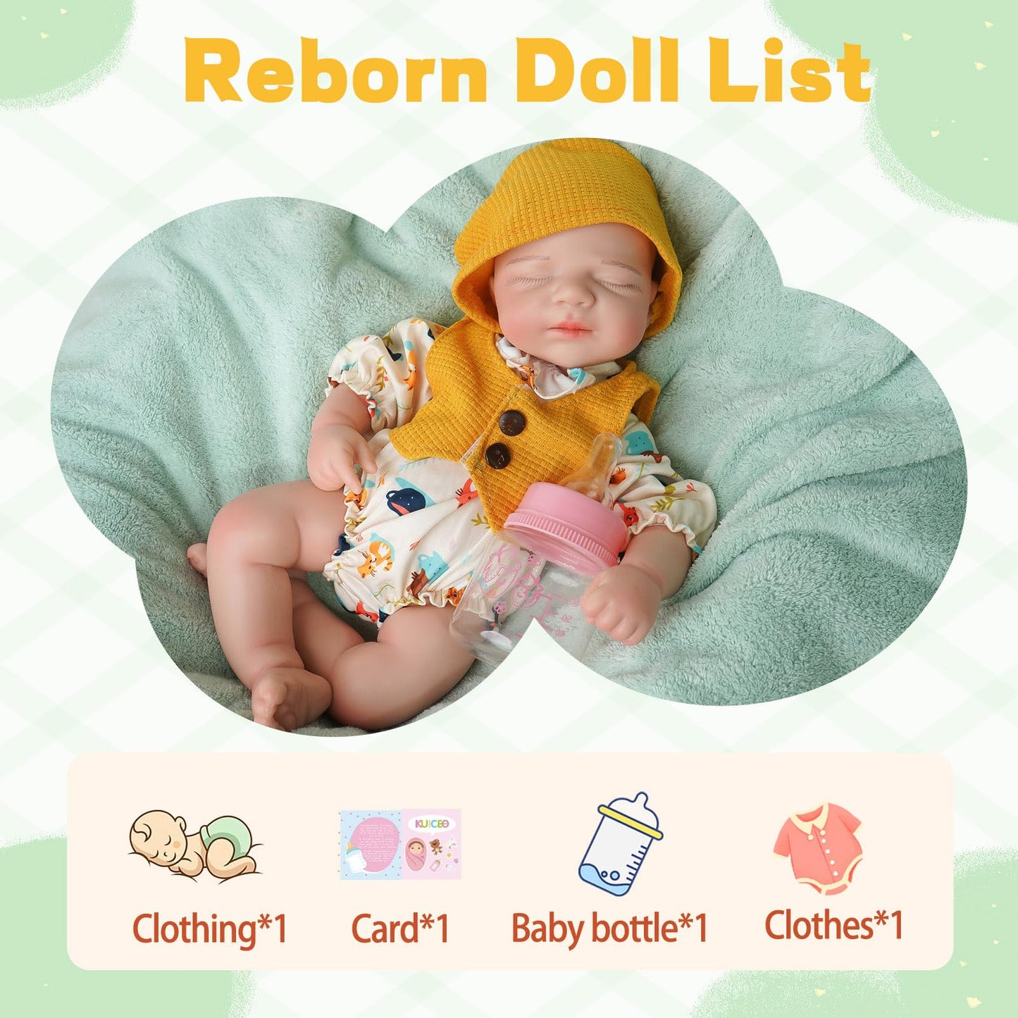 KUICEO Silicone Baby Doll-11.8in Reborn Baby Dolls Silicone Full Body Platinum Silicone[NOT Vinyl] Anatomically Correct Girl Realistic Sleeping Newborn Lifelike Preemie Open Mouth Doll Gift for Kids