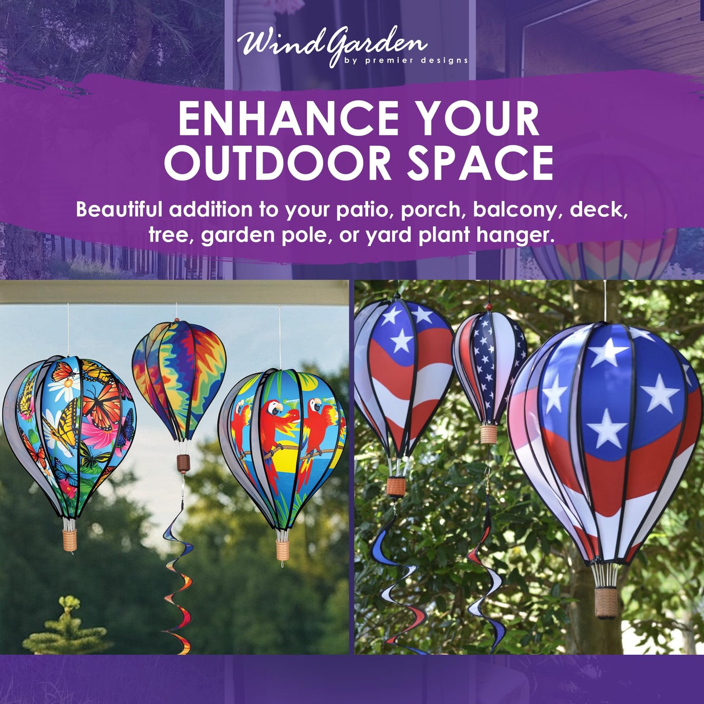 Hot Air Balloon Hanging Garden Spinner 26" - Vibrant Rainbow Orbit Design, Weather-Resistant Outdoor Decor, Durable & Lightweight for Patios, Yards, and Gardens - Eye-Catching Wind Spinner